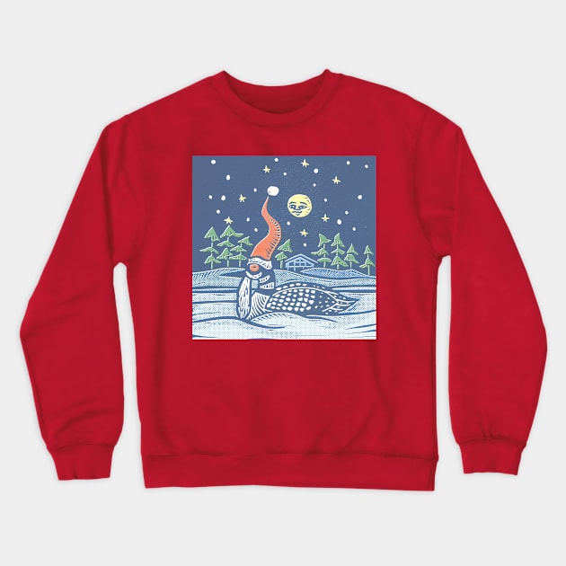 Christmas Loon Crewneck Sweatshirt by Sue Todd Illustration